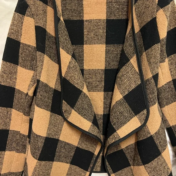Brown and Black Plaid Cardigan Womens Size Small - Picture 3 of 5